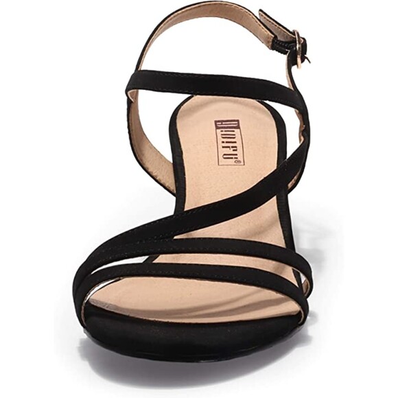 IDIFU Strappy 2 Inch Low Kitten Heel Open Toe Sandal Sz 9.5 - Picture 1 of 4